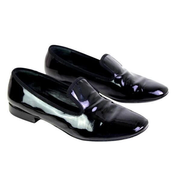 CELINE PATENT BLACK GENUINE LEATHER LOW HEEL ROUND TOE SLIP ON LOAFER SHOES 38 - Picture 6 of 10